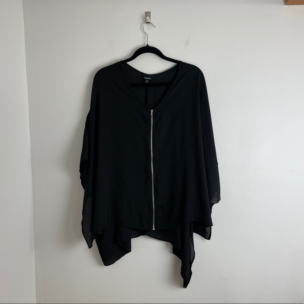 Torrid Zip Front Sheer Tunic Top Sz 0